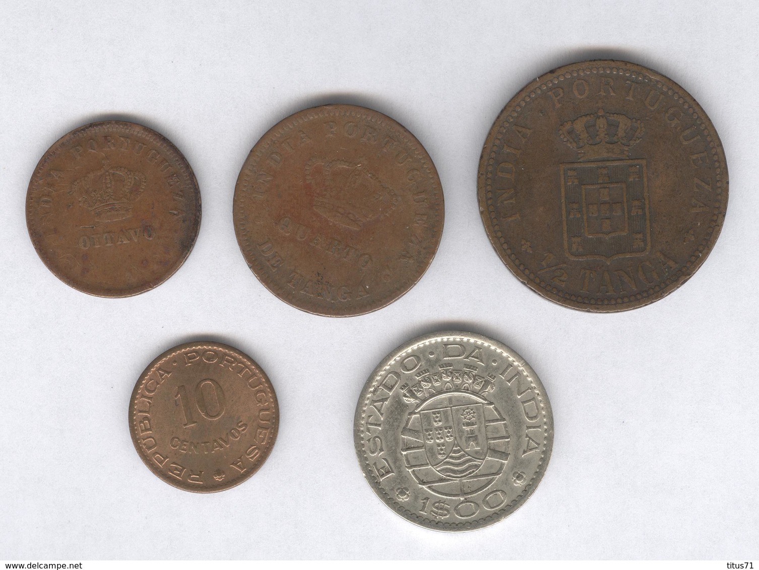 Lot De 5 Monnaies Indes Portuguaises - India Portugeza - Estado Do India - Colonie Portugaise - Portogallo