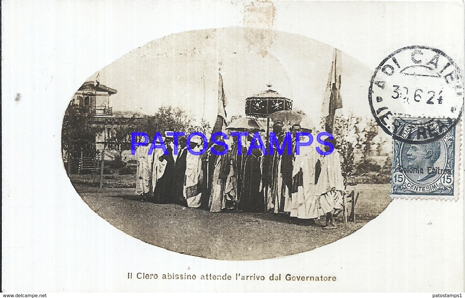 109380 AFRICA ERITREA COLONY ITALIANA THE CLERO ABISSINO WAITS FOR THE GOVERNOR'S ARRIVAL SPOTTED POSTAL POSTCARD - Eritrea