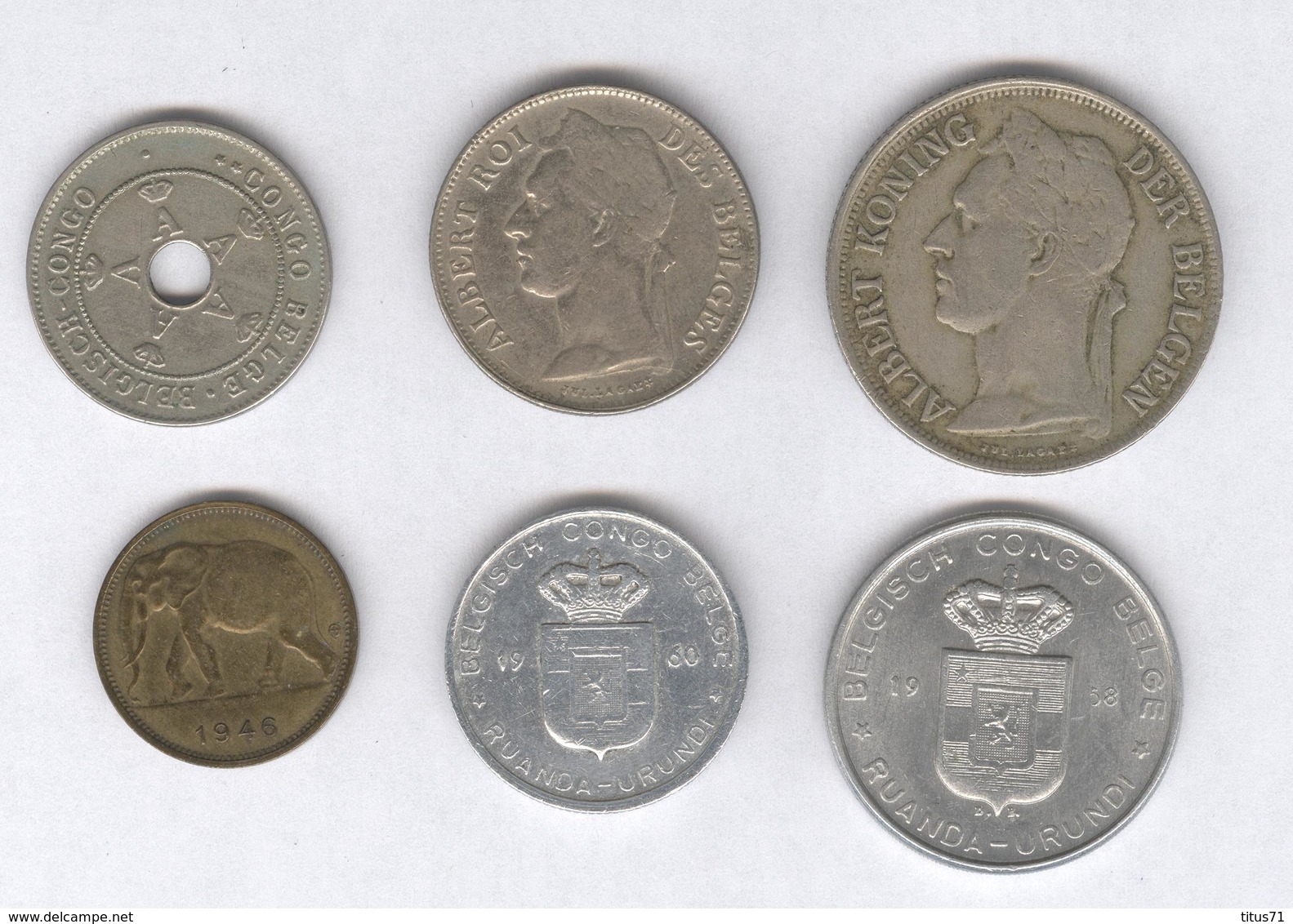 Lot De 6 Monnaies Congo Belge - Colonie Belge - Autres & Non Classés