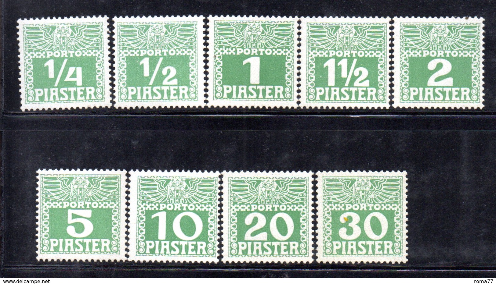 XP4592 - LEVANTE AUSTRIA 1908, Segnatasse Serie Unificato N. 6A/14A Nuova Linguellata  * (2380A) . Il 30 Pi.integro - Oriente Austriaco