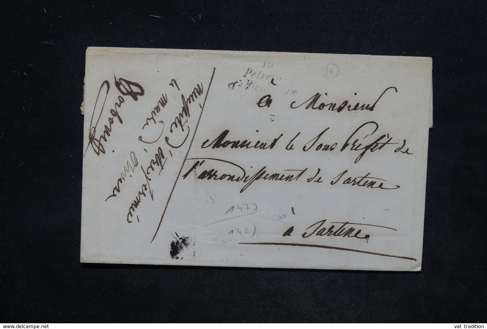 FRANCE - Lettre Pour Sarténe En 1852 , Cursive à Déchiffrer , Pour Spécialiste - L 25836 - 1849-1876: Période Classique