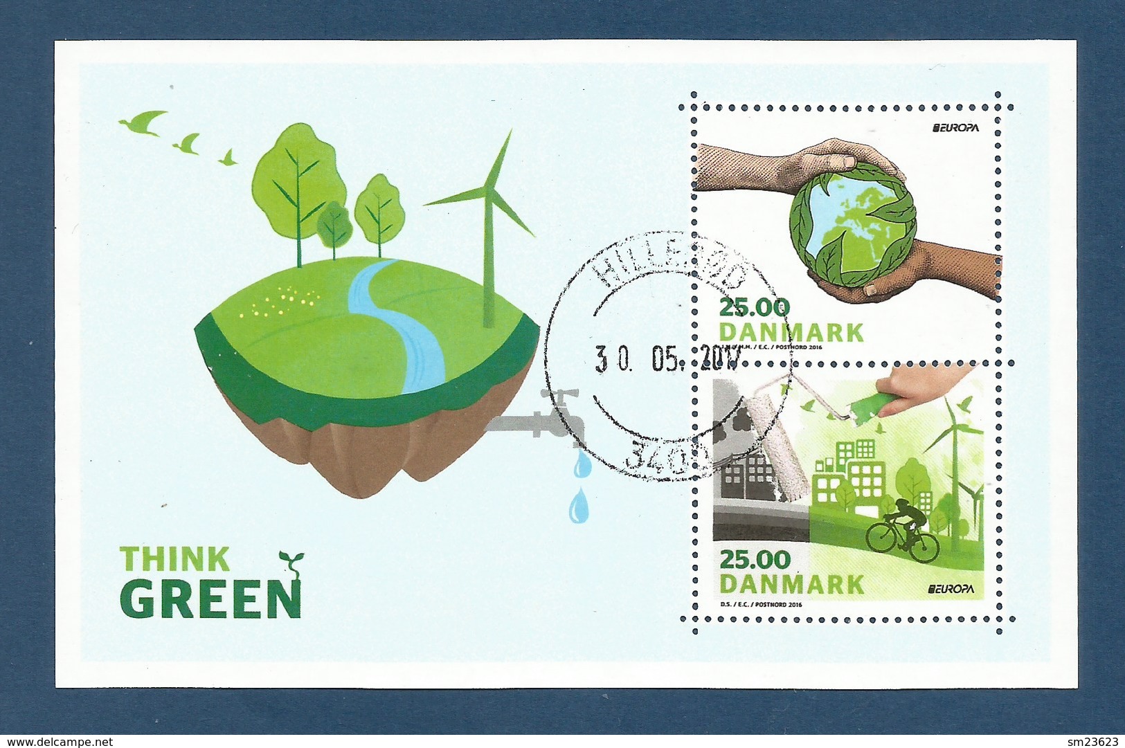 Dänemark  2016 Mi.Nr. 1882 /1883 Block 63 , EUROPA CEPT - Think Green - Gestempelt / Used / (o) - 2016