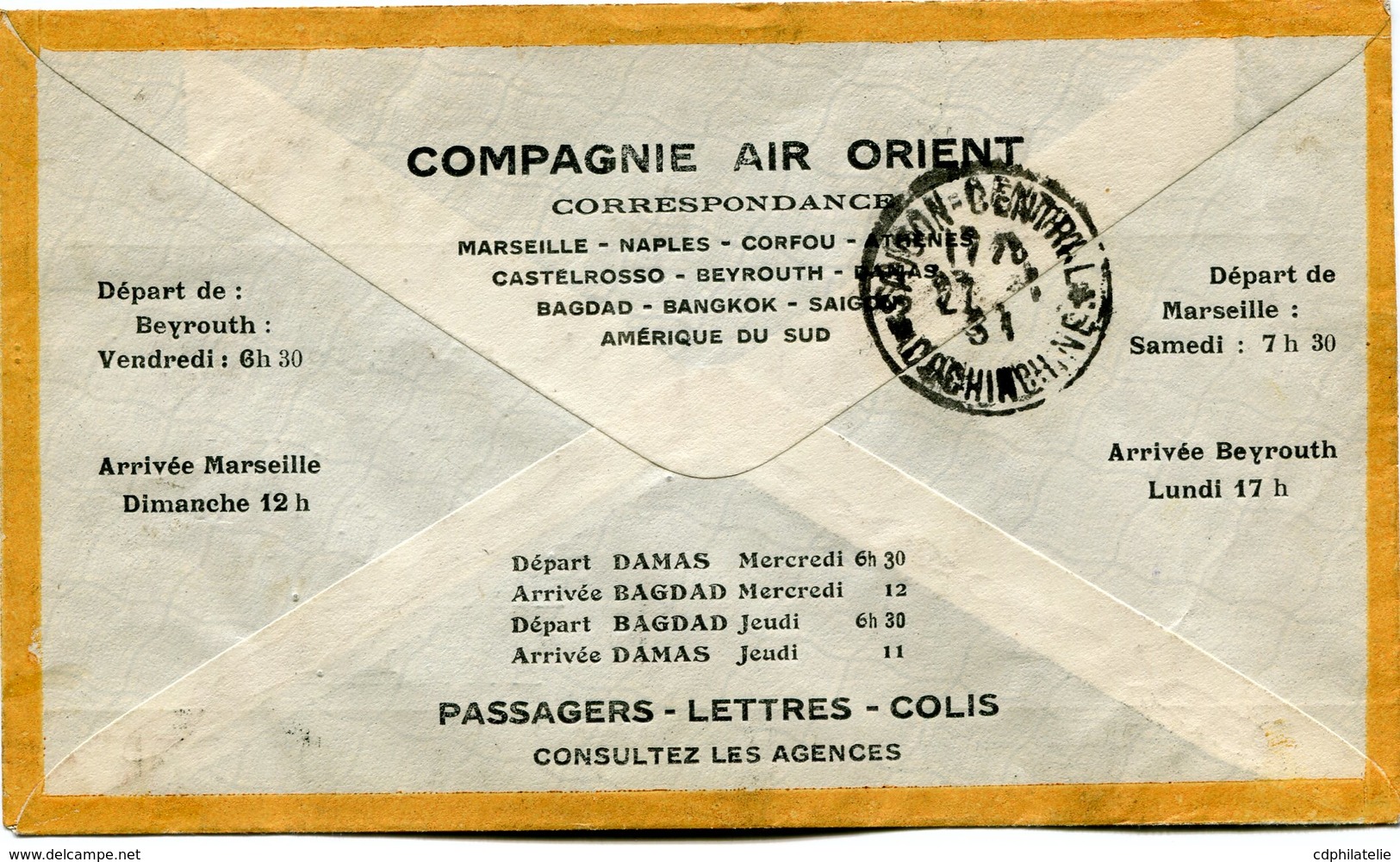 GRAND LIBAN LETTRE POSTE AERIENNE VOIE AIR ORIENT AVEC CACHET "PREMIER COURRIER AEROPOSTAL FRANCAIS..." SIGNEE NOGUES - Covers & Documents