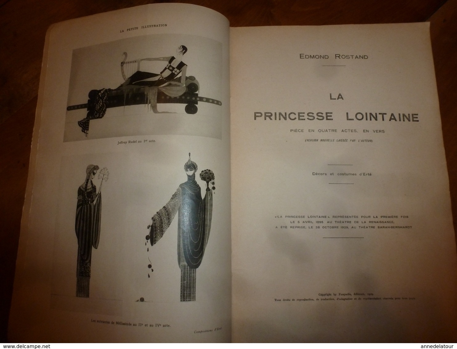 1929 LA PRINCESSE LOINTAINE ,piece en 4 actes en vers d'Edmond Rostand - Décors et costume par Erté