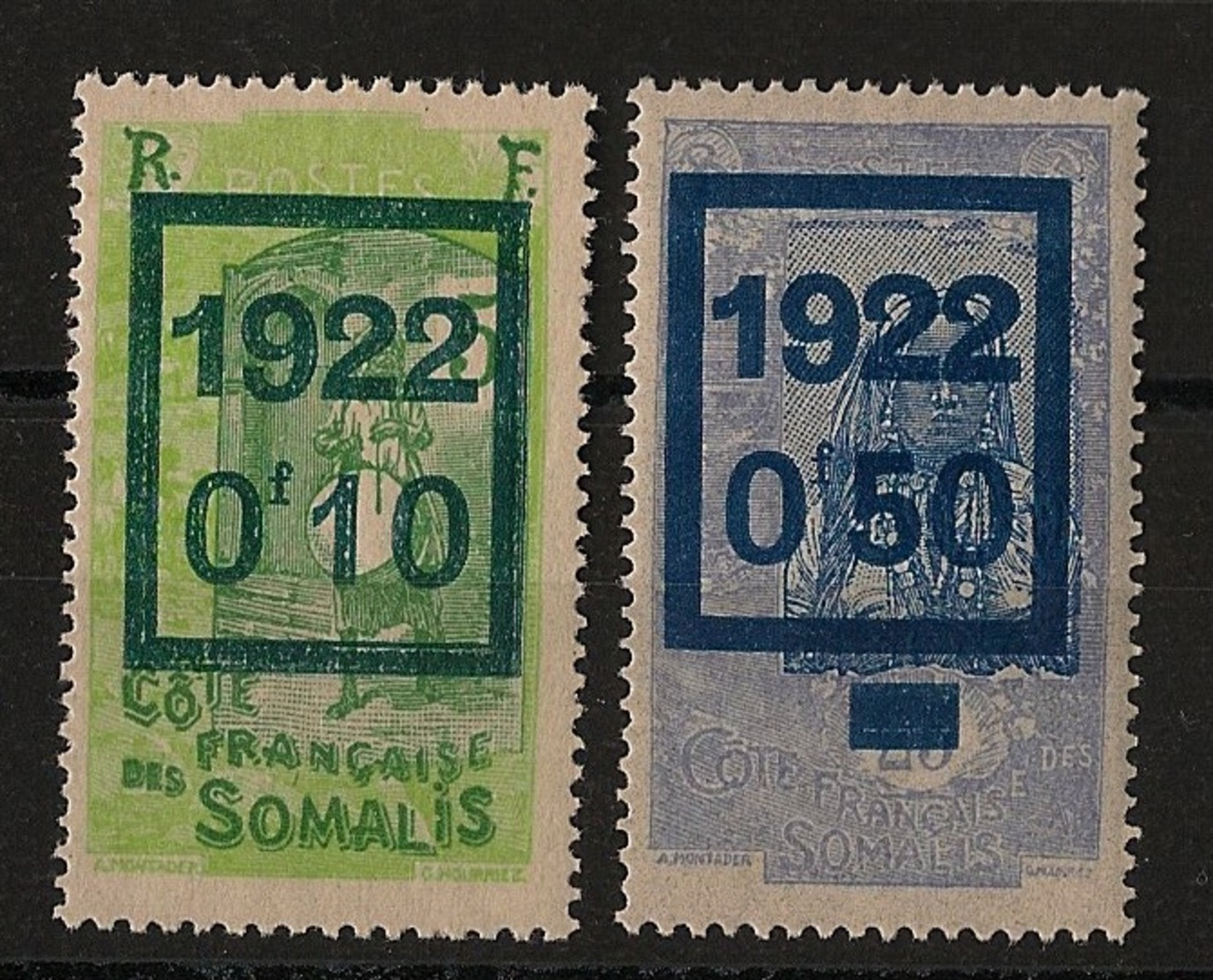 Côte Des Somalis - 1922 - N°Yv. 101 Et 102 - 0f10 Vert Et 0f50 Bleu - Neuf Luxe ** / MNH / Postfrisch - Neufs