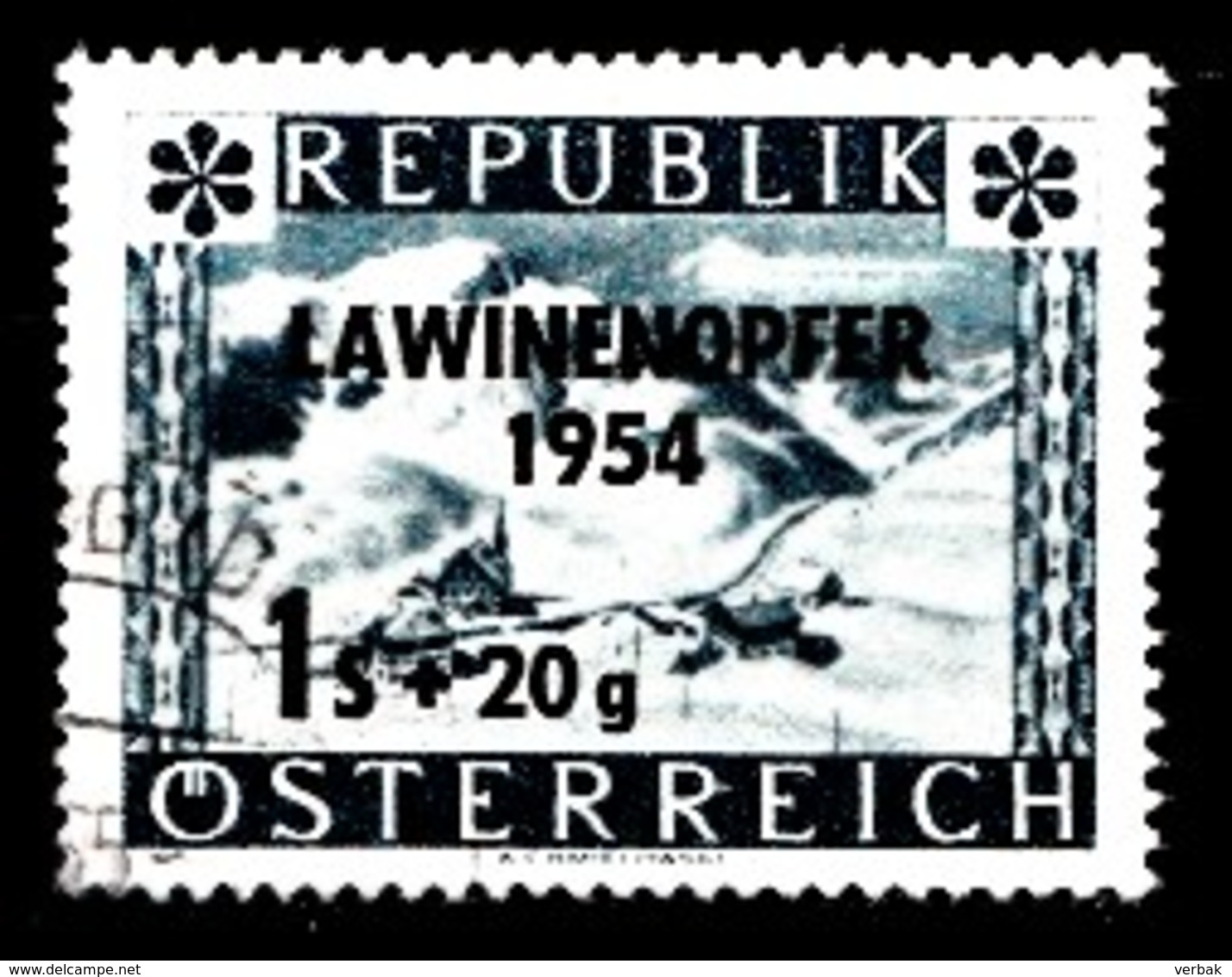 Autriche 1954 Mi.Nr: 998 Lawinenunglück Mit Aufdruck  Oblitèré / Used / Gebruikt - Gebruikt