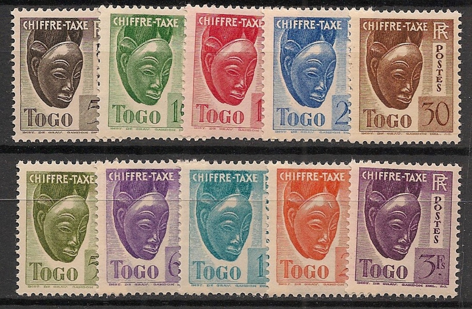 Togo - 1941 - Taxe TT N°Yv. 22 à 31 - Série Complète - Neuf Luxe ** / MNH / Postfrisch - Neufs