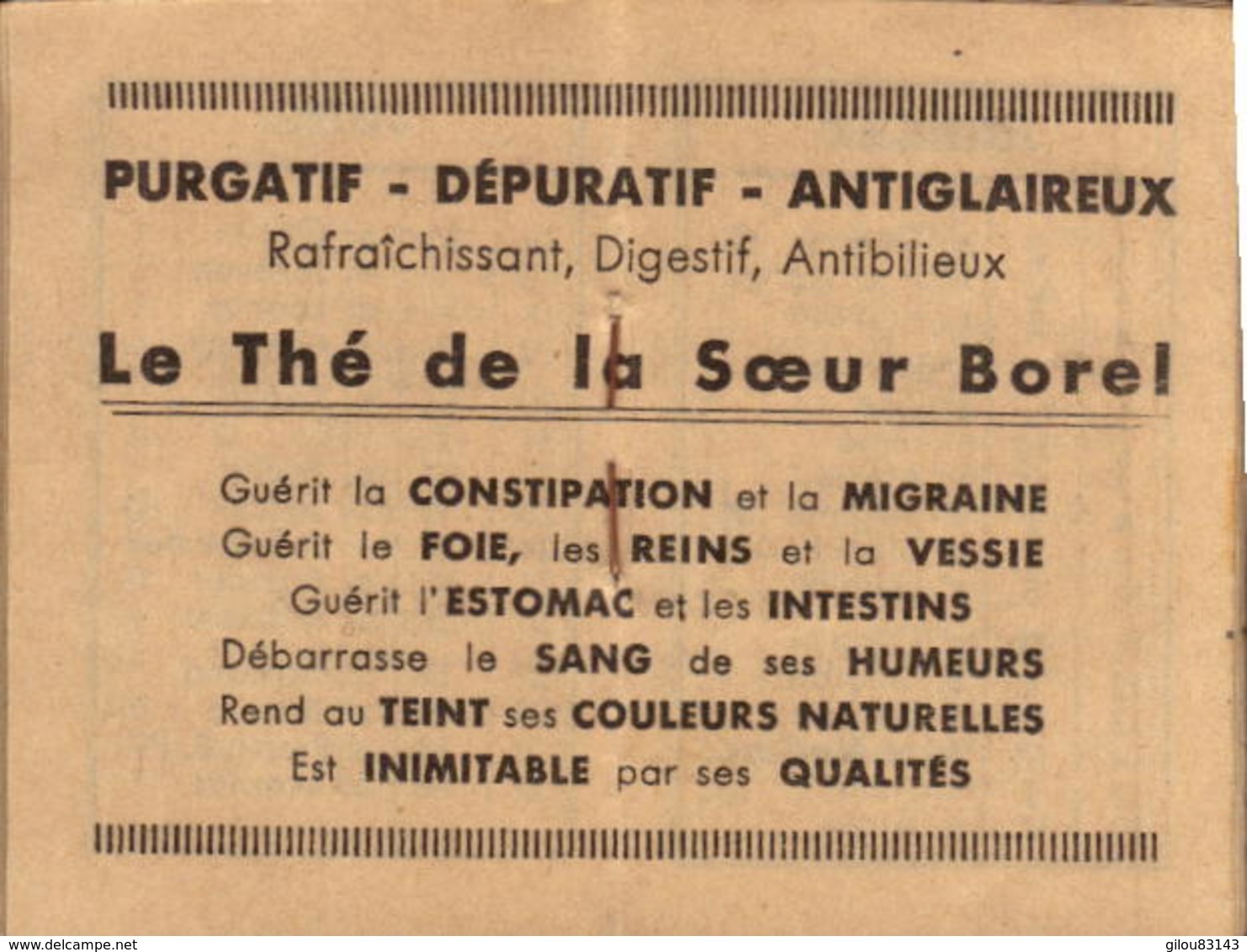 Calendriers, The De La Soeur Borel, 1937, Publicité      (bon Etat)  Dim : 6 X 4. - Petit Format : 1921-40