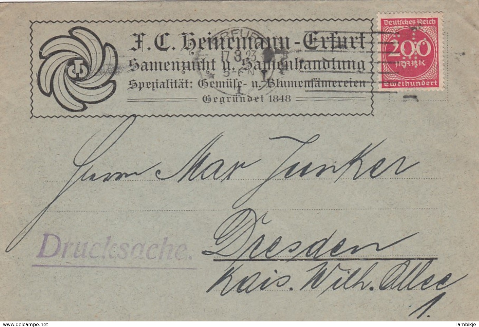 Deutsches Reich INFLA Werbung  Brief 1921-23 Perfin FCM - Sonstige & Ohne Zuordnung