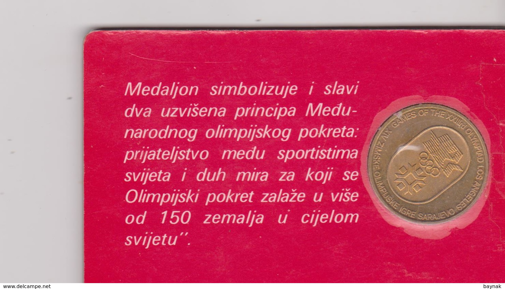 OLYMPIC WINTER GAMES SARAJEVO  1984  ~~~  MEDALLION SARAJEVO ~ LOS ANGELES - Sonstige & Ohne Zuordnung