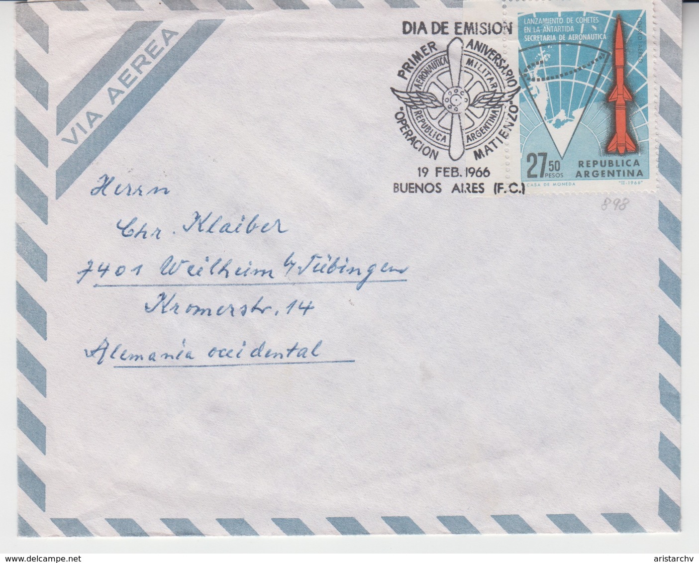 ARGENTINA 1966 LANZAMIENTO DE COHETES EN LA ANTARTIDA SECRETARIA DE AERONAUTICA MILITAR OPERACION MATIENZO COVER - Vols Polaires