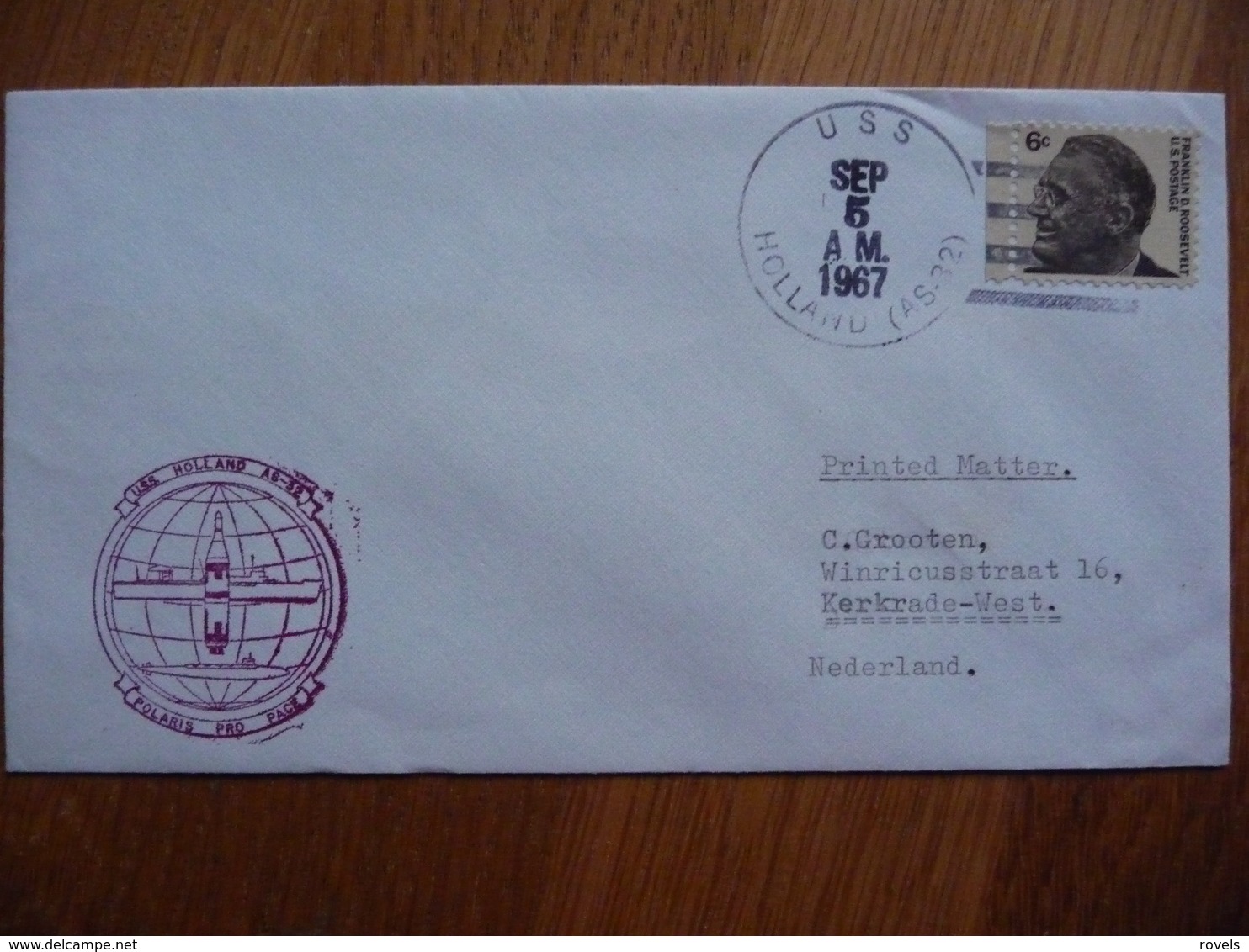 (us) Schiffpost Shipmail HOLLAND AS-32 POLARIS PRO PAGE 1967 UNITED STATES. - Bateaux