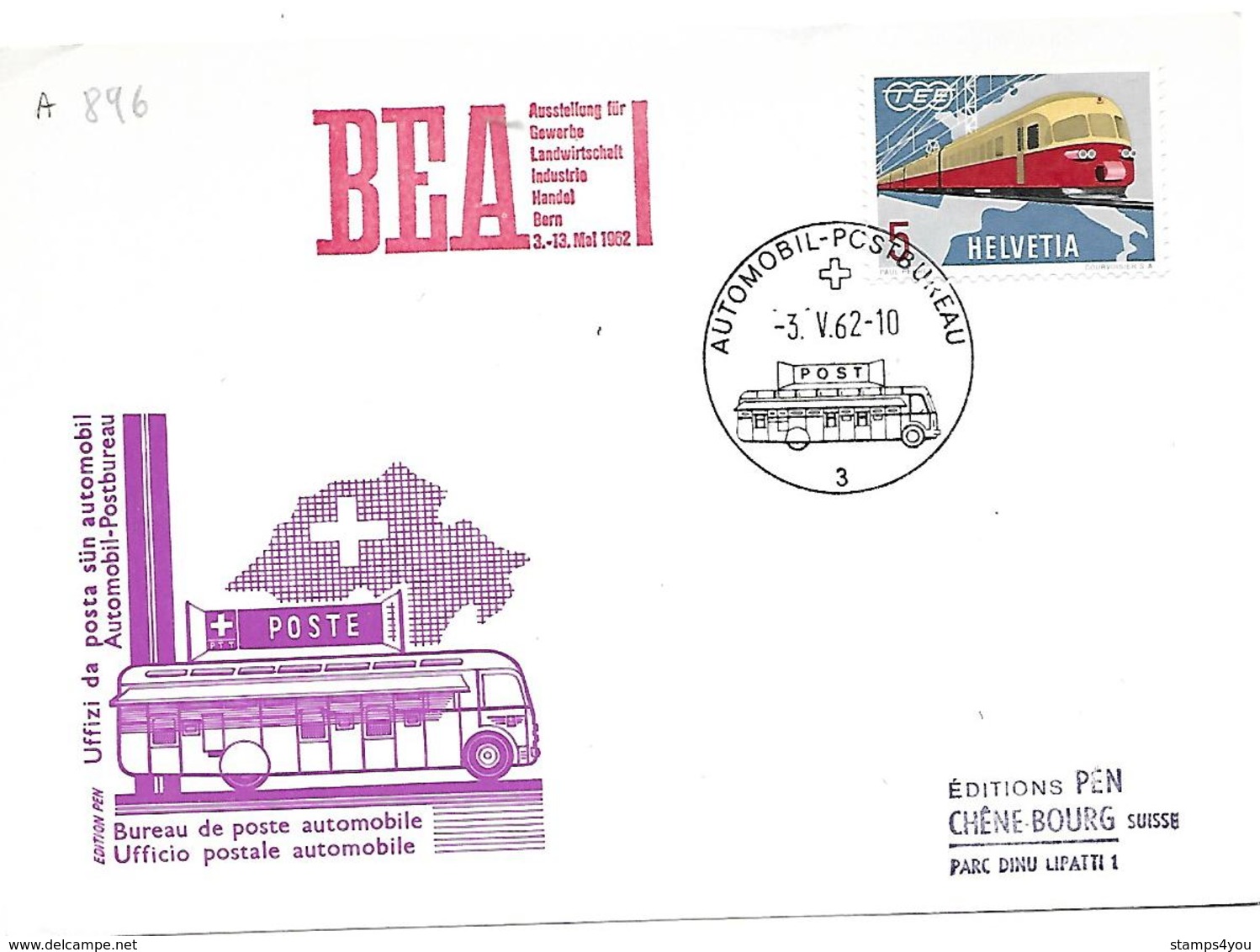 166 - 54 - Carte Pen Avec Oblit Spéciale "BEA 1962" - Postmark Collection