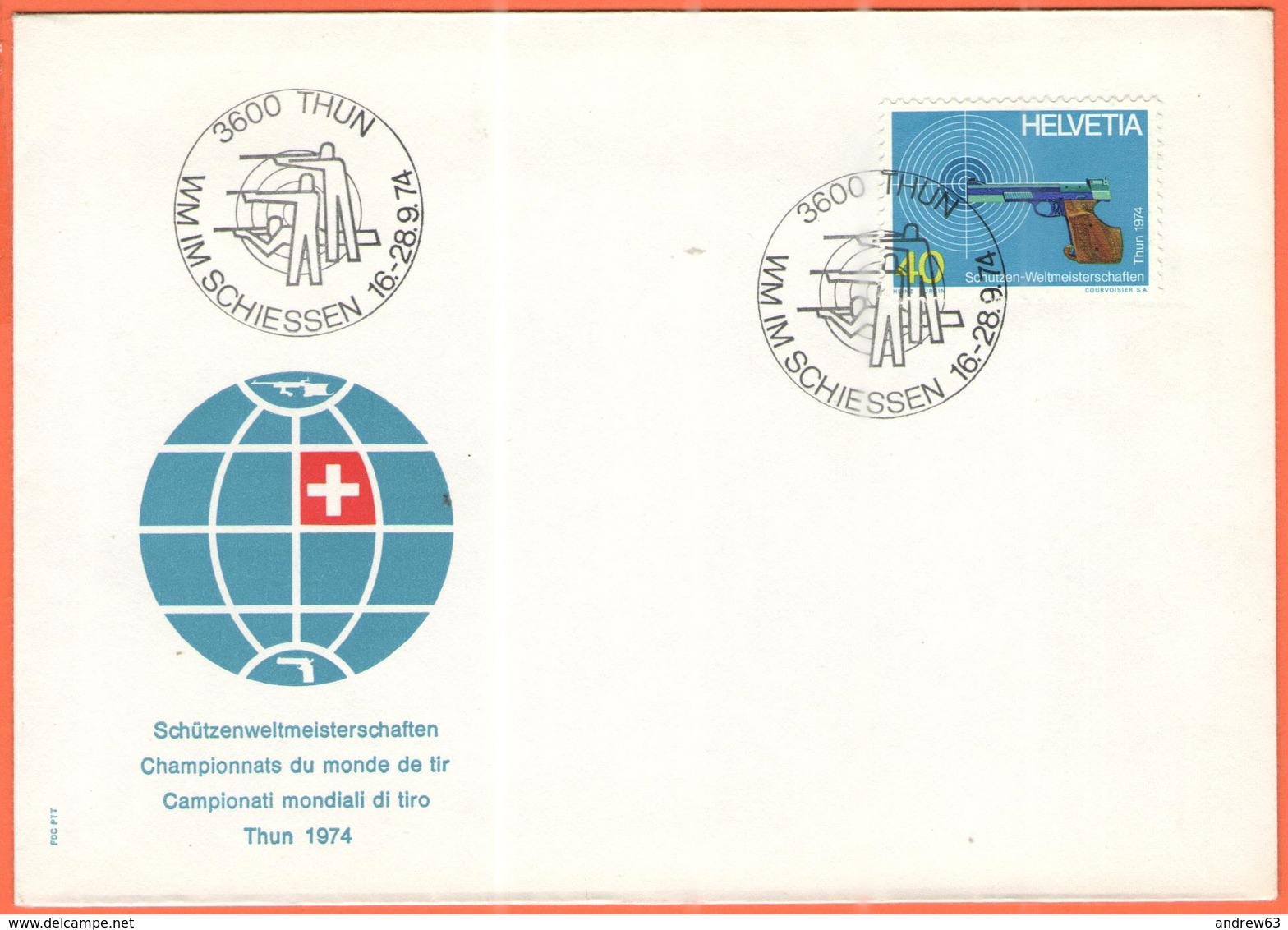 SVIZZERA - SUISSE - HELVETIA - 1974 - 40 Campionati Mondiali Di Tiro + Special Cancel Thun, WM Im Schiessen - Storia Postale
