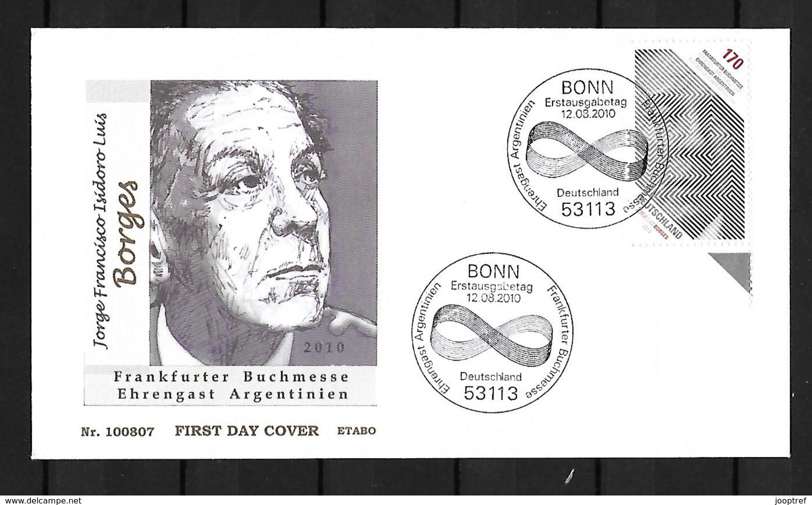 2010 Joint/Gemeinschaftsausgabe Germany And Argentina, FDC GERMANY 1 STAMP: Writer Jorge Luis Borges - Gezamelijke Uitgaven