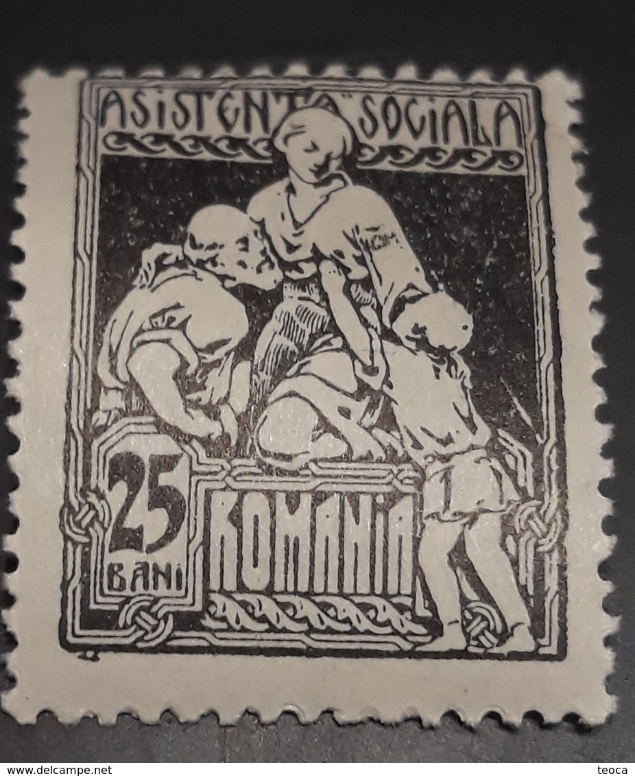 Error  Romania 1921, Queen Maria, Social Assistance  25b,with  Errror Line In Right Romania, Error Variety - Variétés Et Curiosités