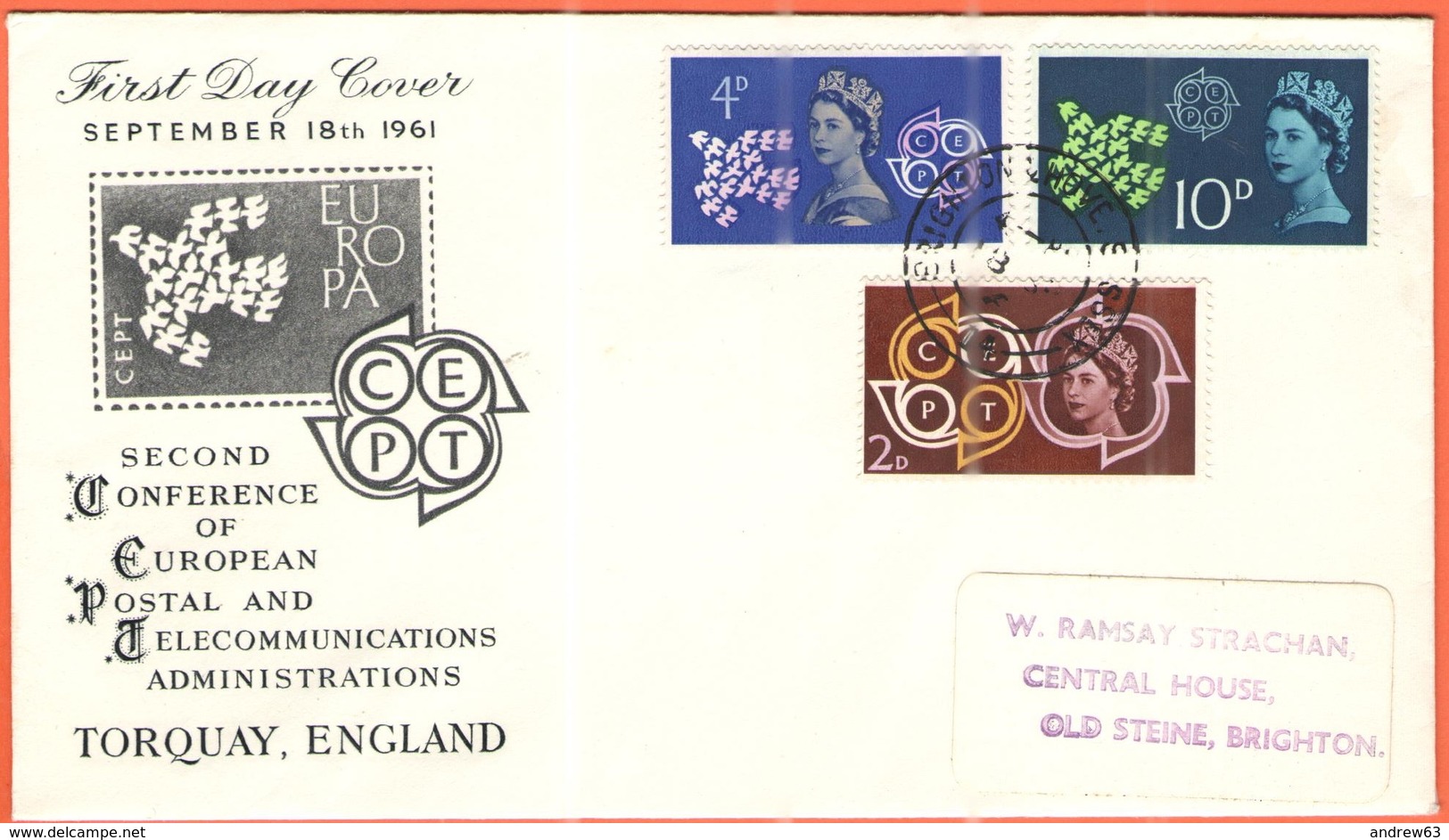 GB - Regno Unito - GREAT BRITAIN - UK - 1961 - Europa Cept - Brighton & Hove - FDC - 1952-1971 Pre-Decimal Issues