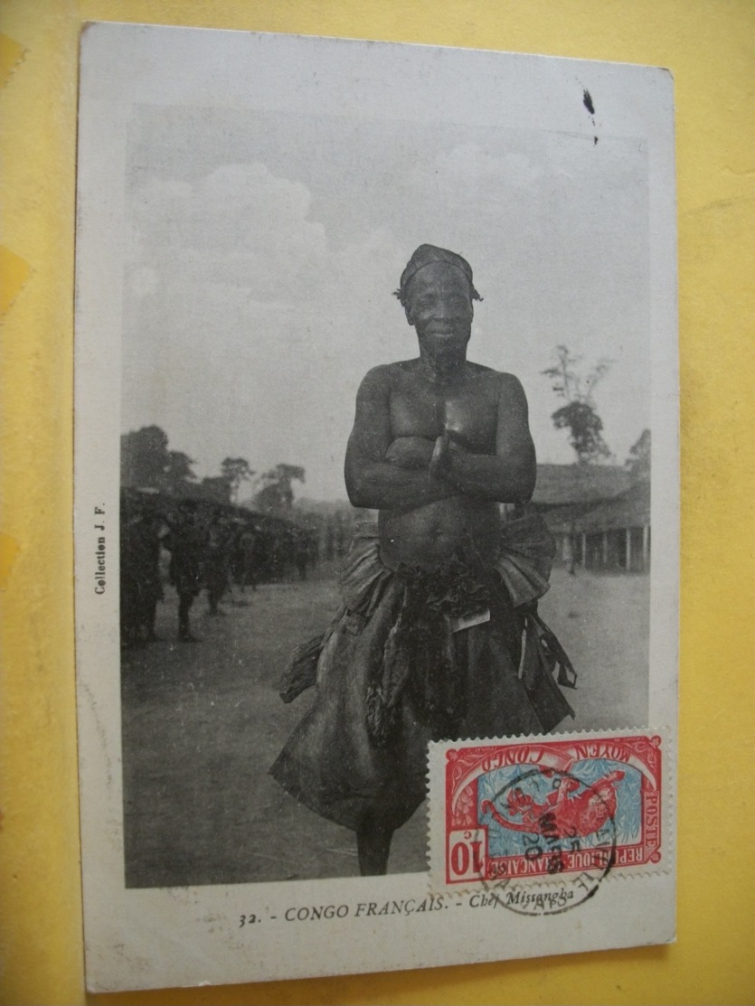 L13 348 RARE CPA 1920 - CONGO FRANCAIS. CHEF MISSANGHA - TRES GROS PLAN. TRES BEAU TIMBRE - Congo Français