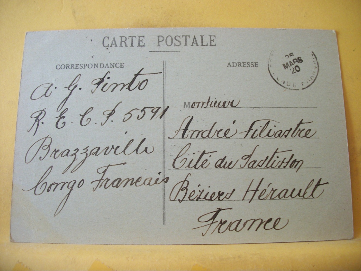 L13 348 RARE CPA 1920 - CONGO FRANCAIS. CHEF MISSANGHA - TRES GROS PLAN. TRES BEAU TIMBRE - Congo Français