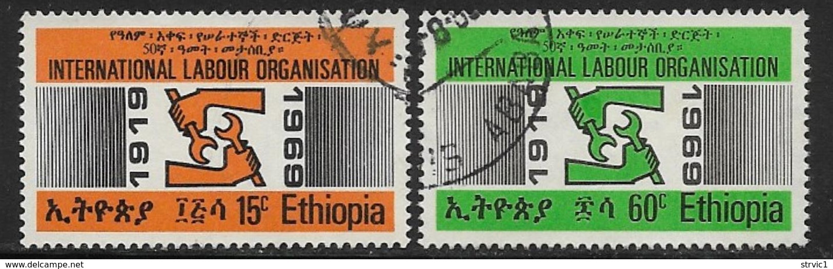 Ethiopia Scott # 525-6 Used ILO Emblem, 1969 - Ethiopie