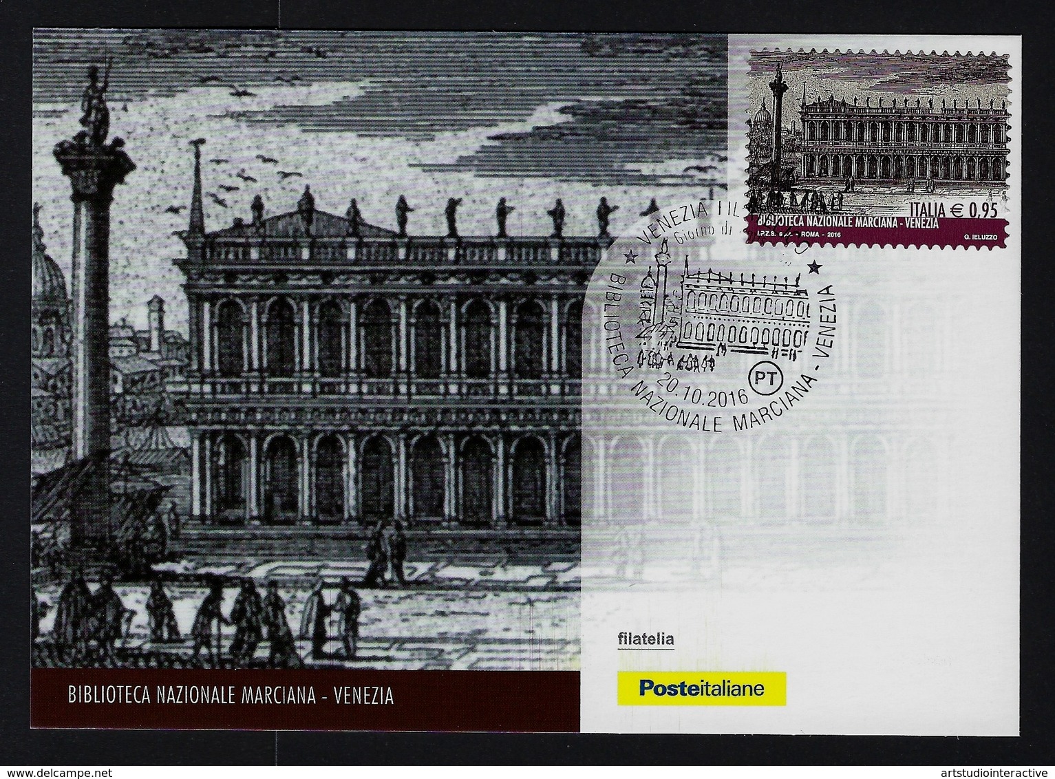 2016 ITALIA REPUBBLICA "BIBLIOTECA NAZIONALE MARCIANA" CARTOLINA FILATELICA (ANN. VENEZIA) - FDC