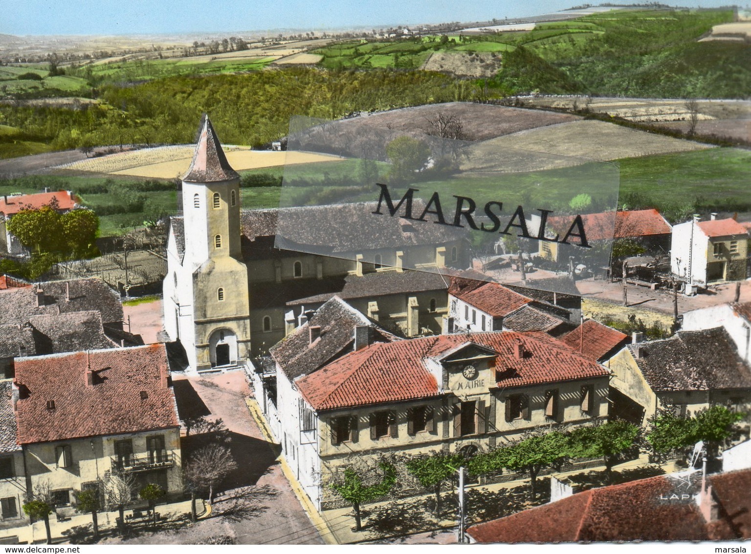 CPSM Pampelonne  Vue D'ensemble Mairie L'église - Pampelonne