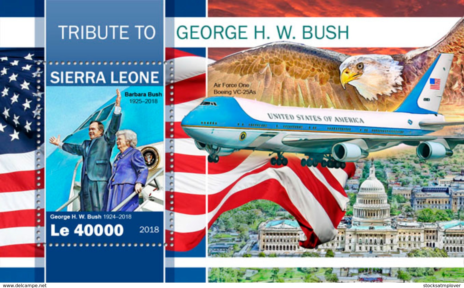 Sierra Leone   2018   George  W. Bush   Air Force One Boeing  ,airplane  S201902 - Sierra Leone (1961-...)