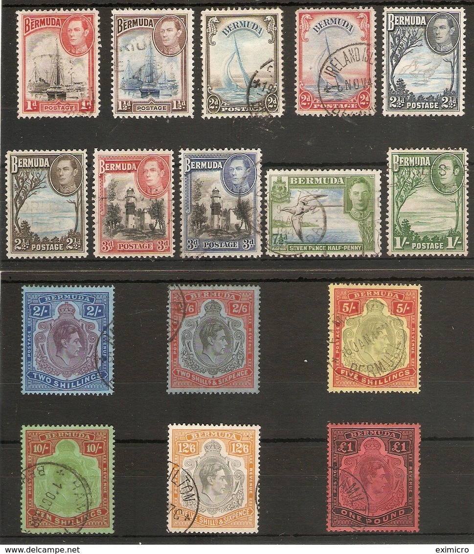 BERMUDA 1938 - 1953 SET OF 16 STAMPS SG110/121d FINE USED Cat £225 - Bermuda