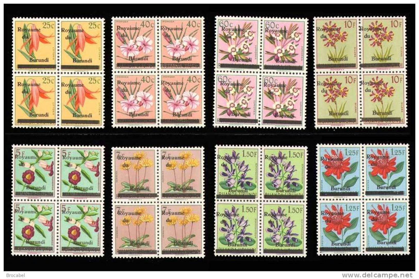 Burundi 0001/7+3A** X4 - Fleurs Surchargés - MNH - - Neufs