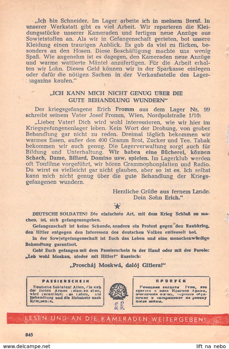 WWII WW2 Leaflet Flugblatt Soviet Propaganda Against Germany "Wie Die Kriegsgefangenen..." Februar 1942 Nr. 2 CODE 945 - 1939-45