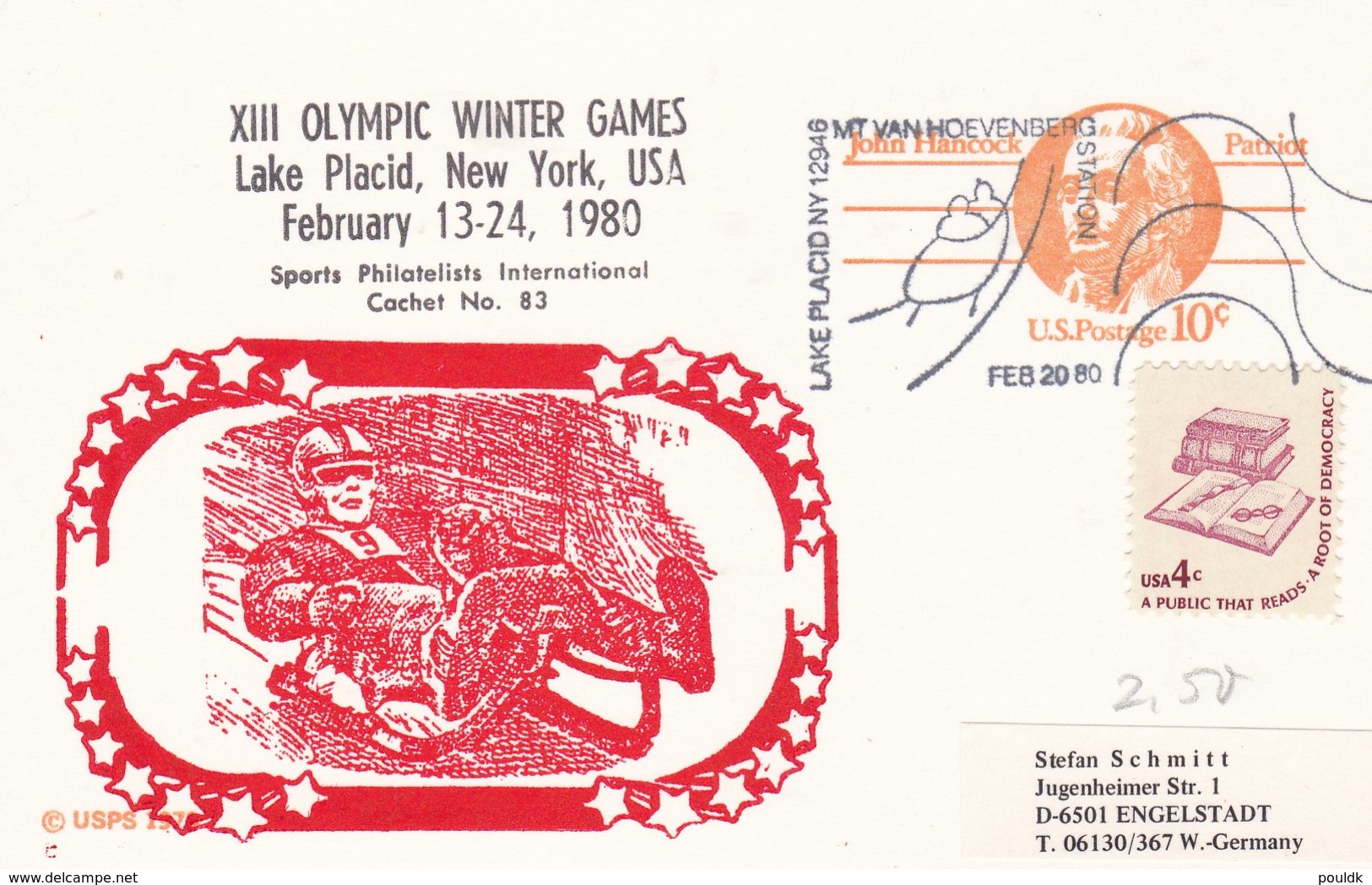 USA Postal Stationary 1980 Lake Placid Olympic Games - Mt. Van Hoevenberg Lake Placid (DD24-2) - Hiver 1980: Lake Placid