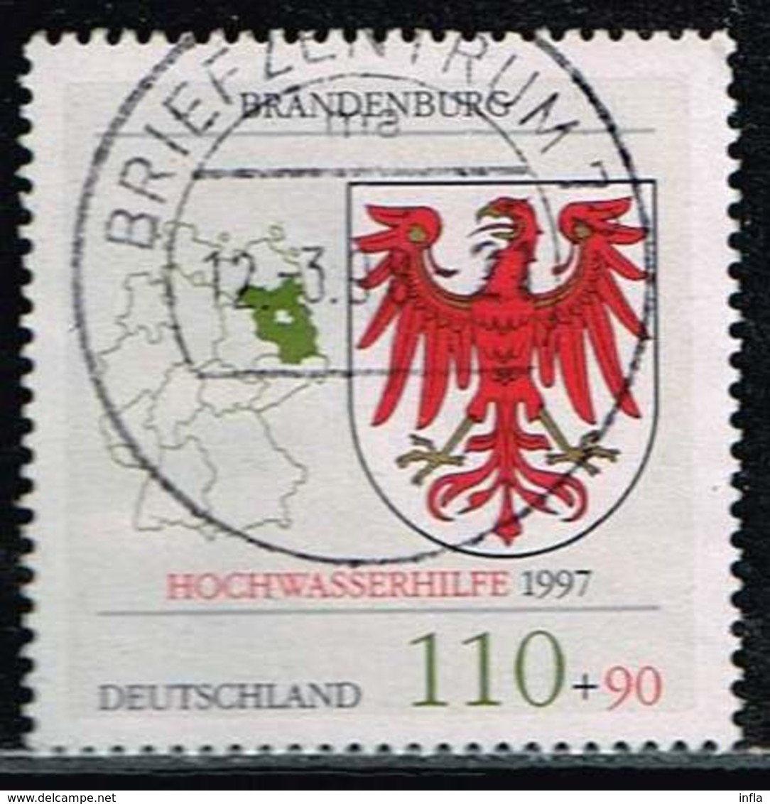 Bund 1997,Michel# 1941 O Wappen: Brandenburg, Hochwasserhilfe - Gebraucht