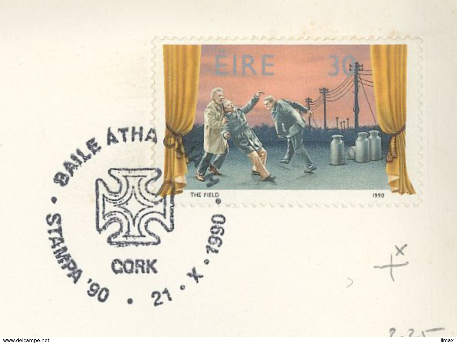 Brief 1990 Baile Cork The Field Theater Milchkannen Strommasten - Cartas & Documentos