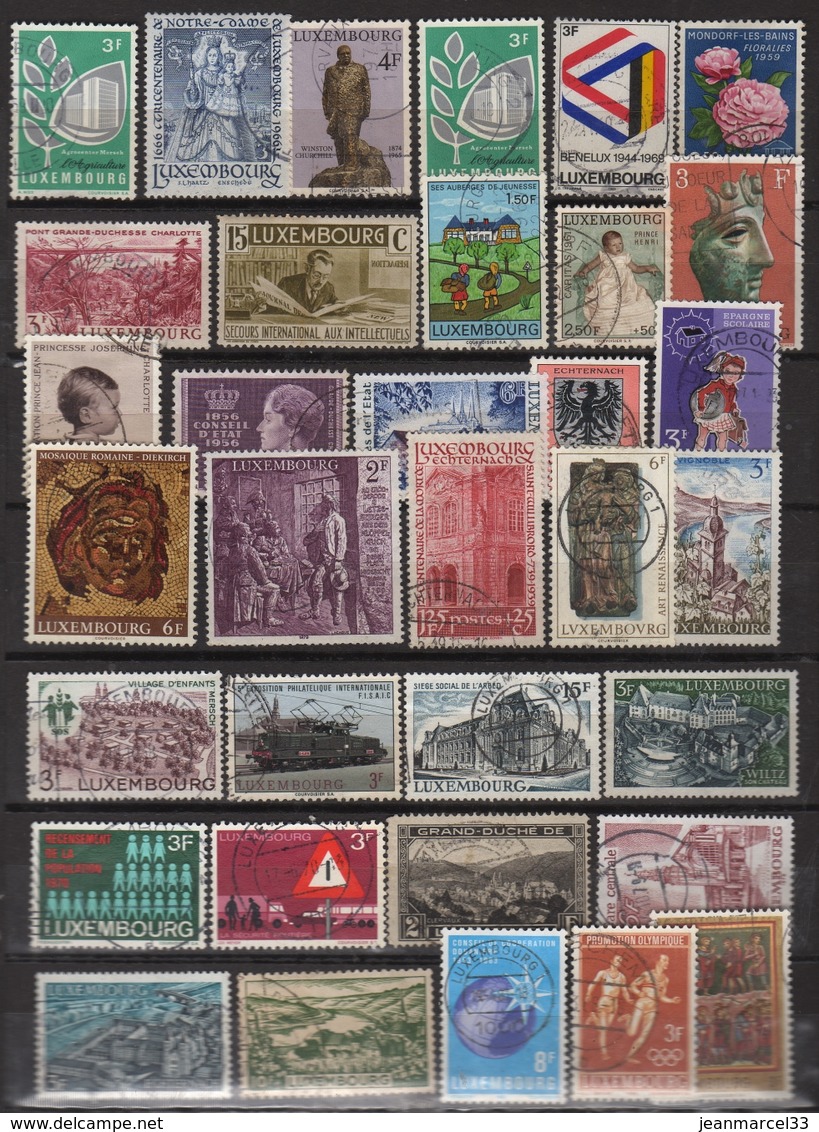 Luxembourg 34 Timbres Oblitérés, Tous Différents - Otros & Sin Clasificación