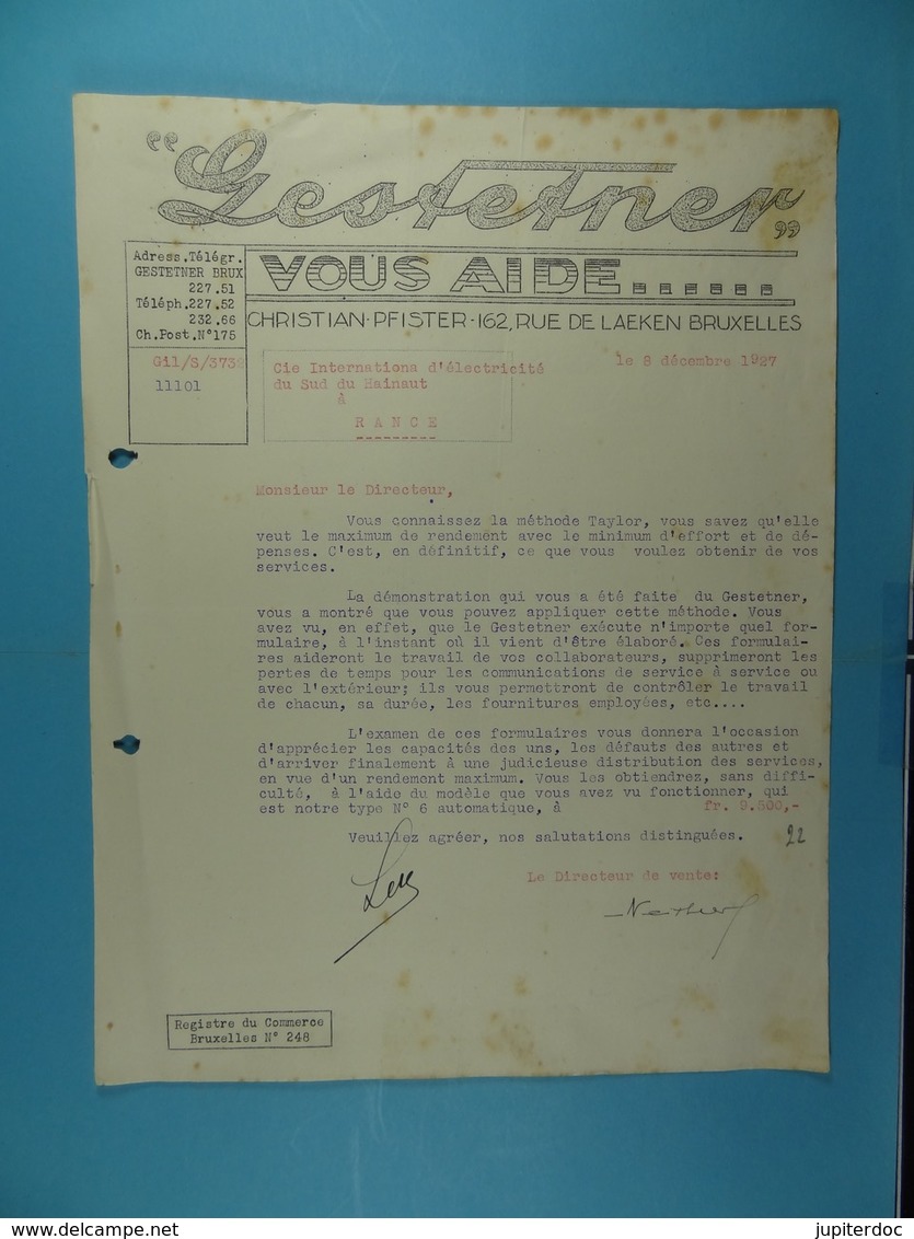 Gestetner Vous Aide... Bruxelles /22/ - Électricité & Gaz