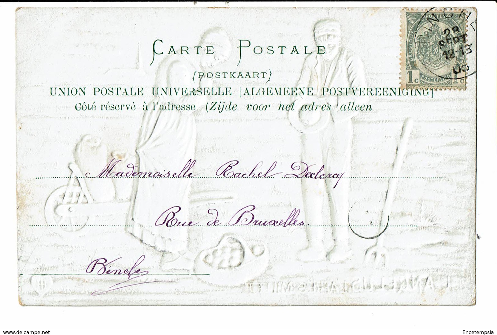 CPA - Carte Postale En Relief - Belgique L'Angélus De J.F. Millet-1909 VM1712 - Peintures & Tableaux