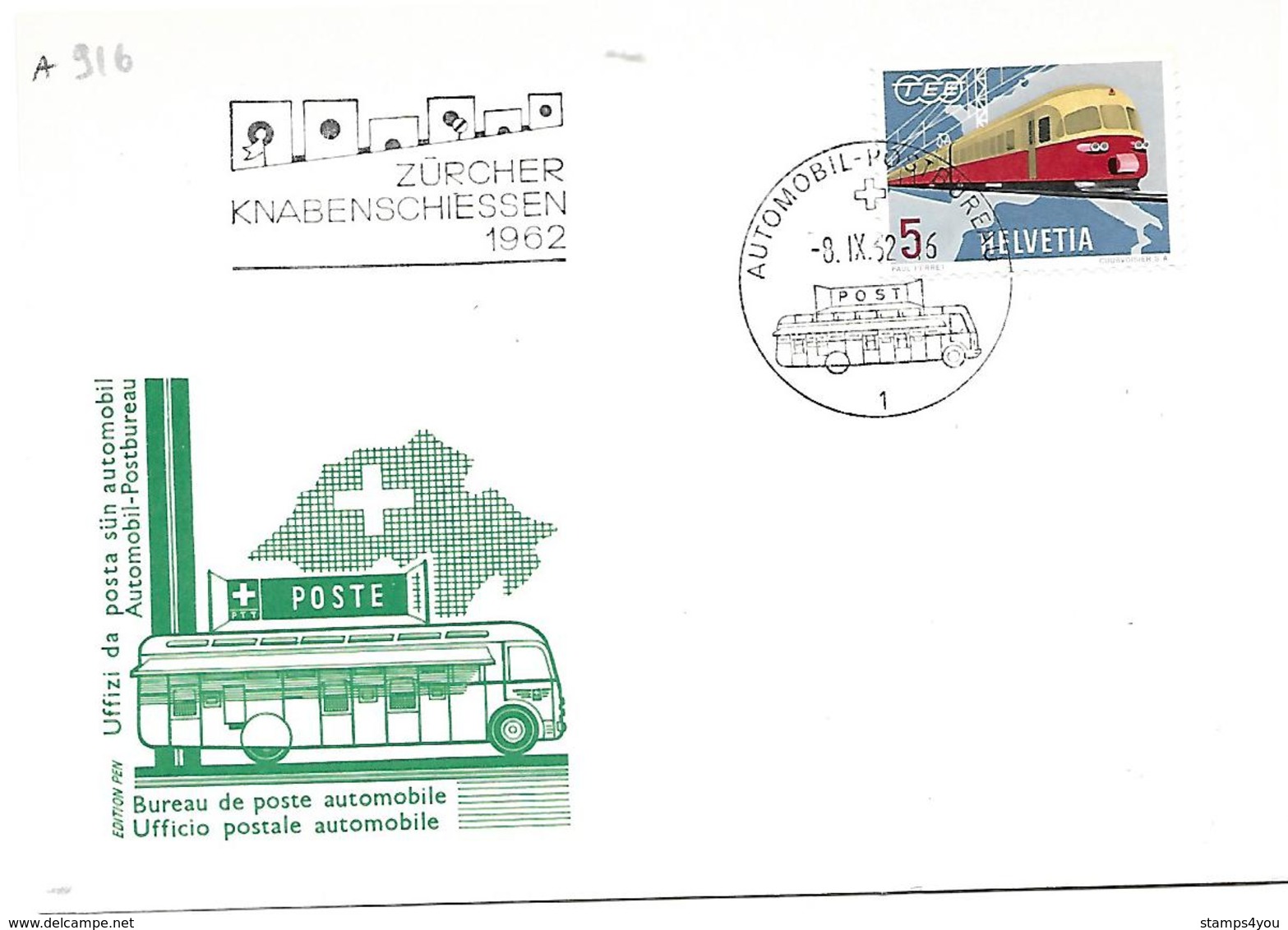 166 - 73 - Carte PEN Avec Oblit Spéciale "Zürcher Knabenschiessen 1962" - Marcophilie