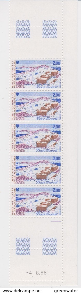 TAAF 1987 Base Marret 1v Strip Of 5 (printing Date)  ** Mnh (TA230A) - Ongebruikt