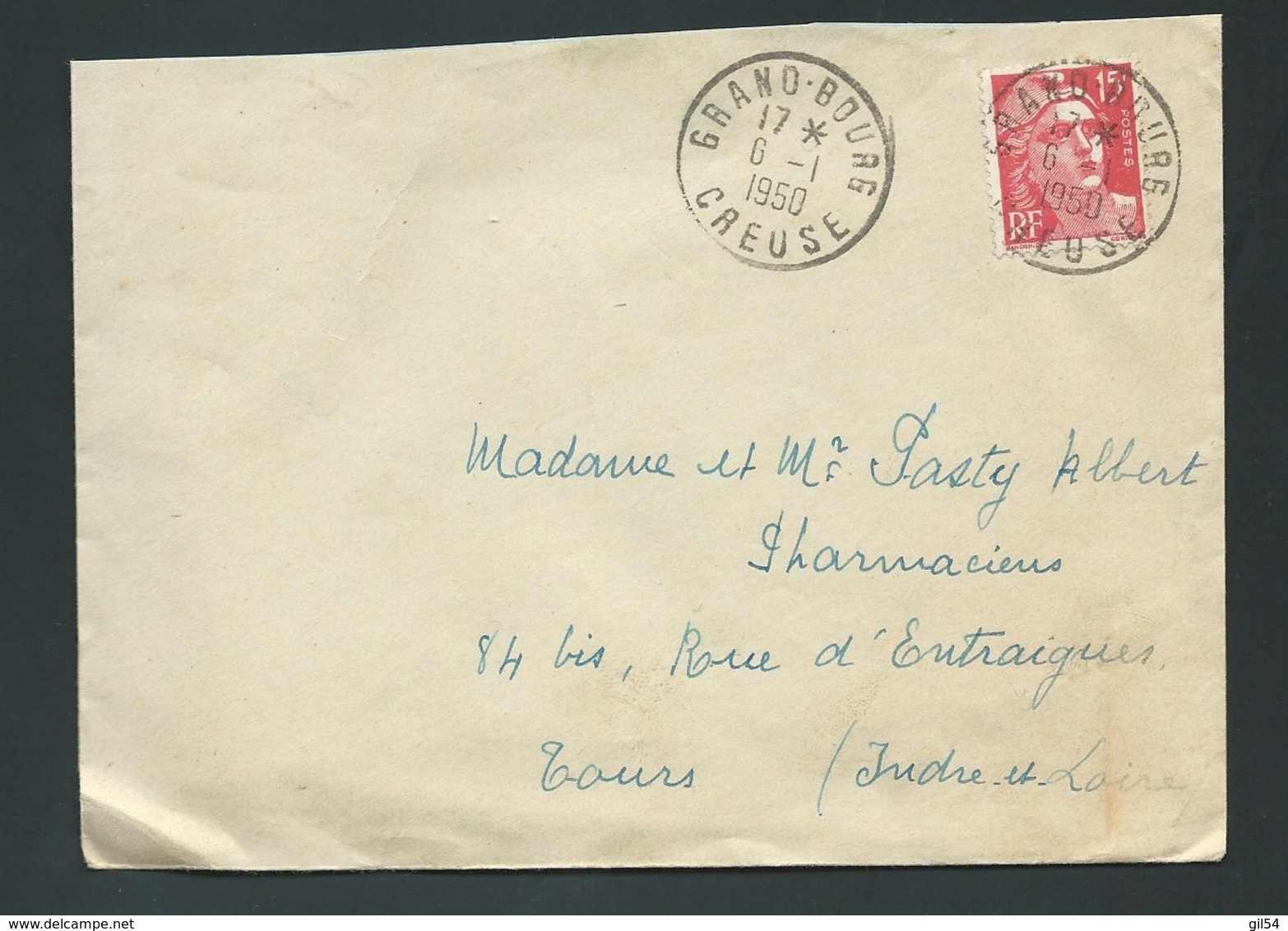 Yvert N° 813 Oblitéré CAD " Grand-bourg / Creuse En Janvier 1950 -qaa 5712 - 1945-54 Marianne Of Gandon