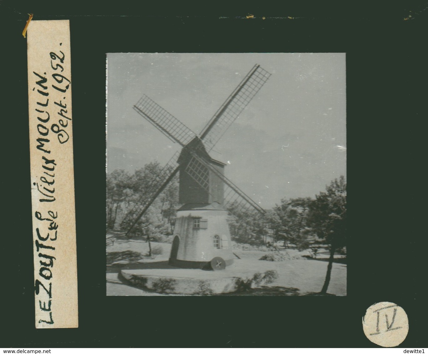 Oude Glasplaat (8,5 X 10cm). KNOKKE  Le Zoute.  Le Vieux Moulin. 1952 - Glasplaten