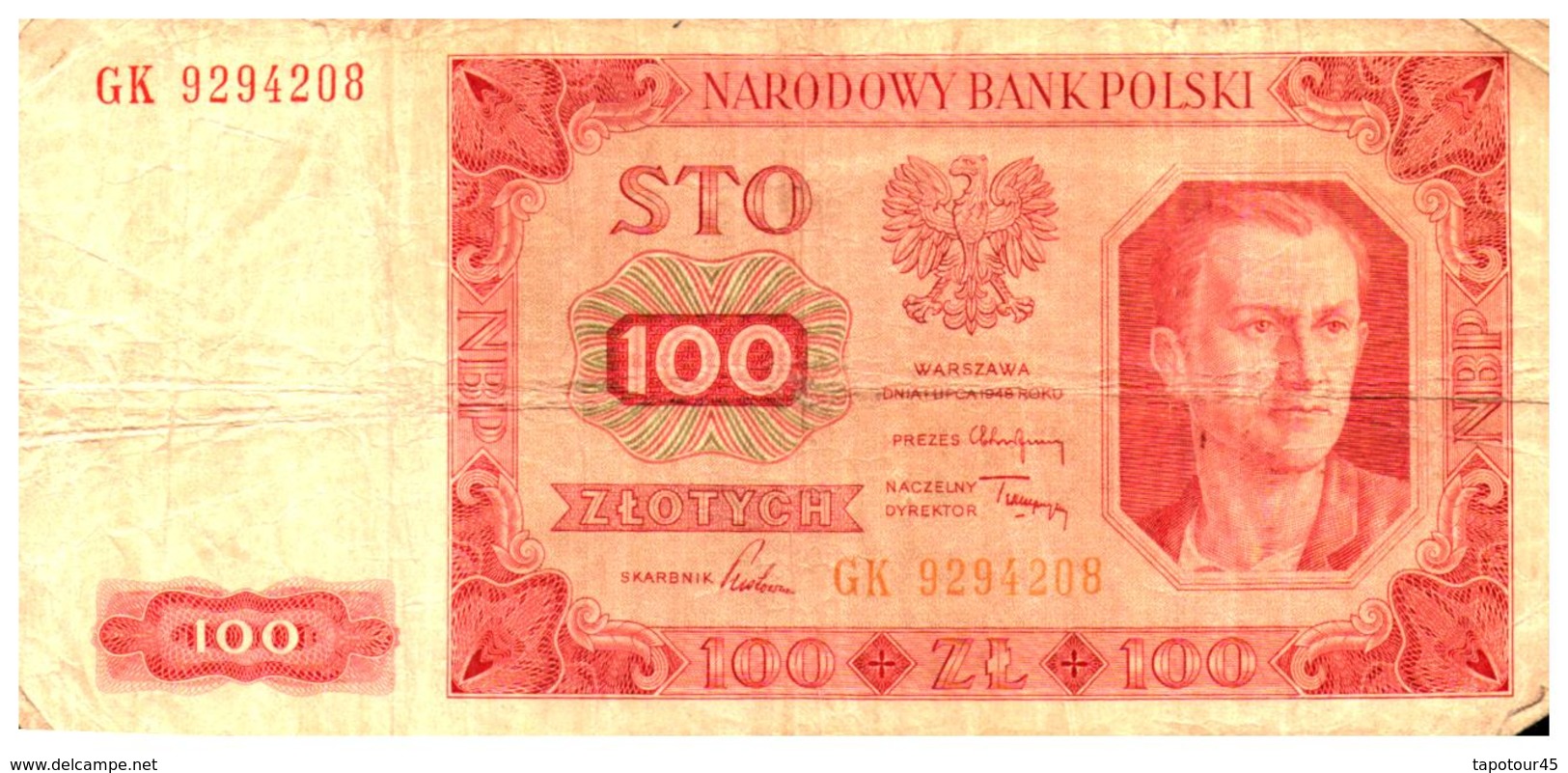 Billets > Pologne 100	Zlotych  1948 - Pologne