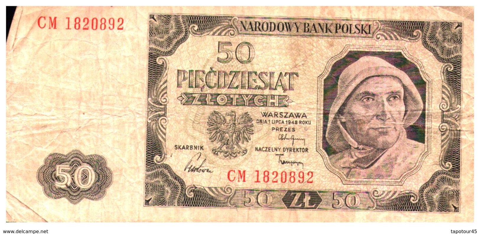 Billets > Pologne 50	Zlotych  1948 - Pologne