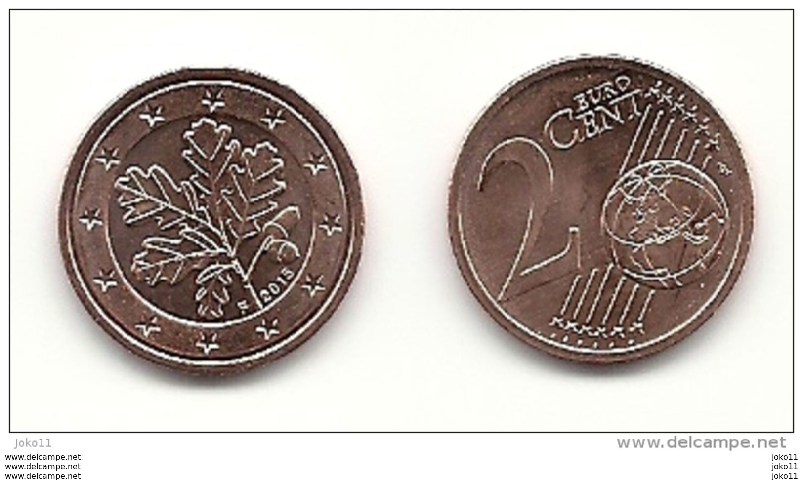 2 Cent, 2015, Prägestätte (F) Vz, Sehr Gut Erhaltene Umlaufmünze - Deutschland