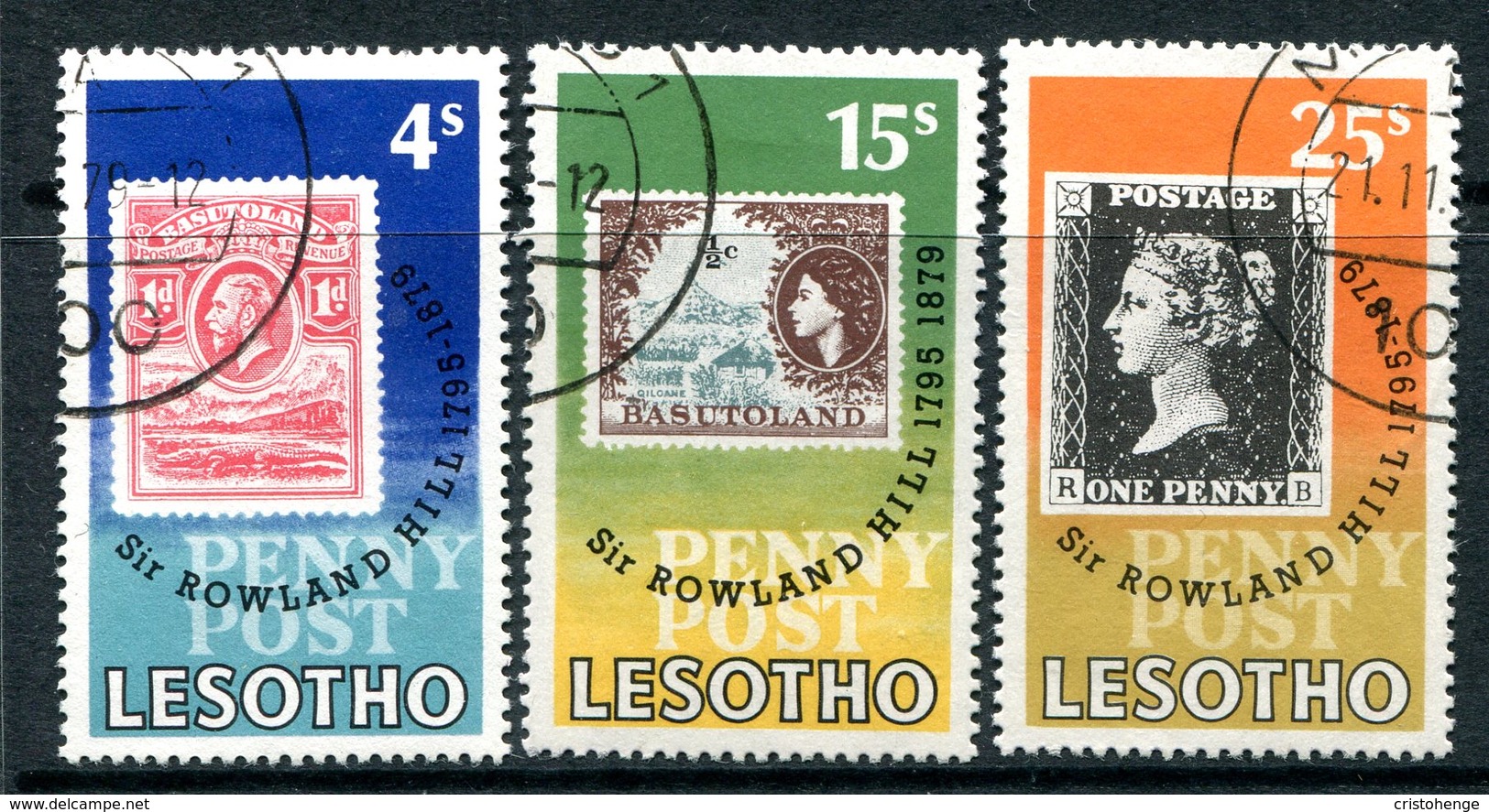 Lesotho 1979 Death Centenary Of Sir Rowland Hill Set Used (SG 375-377) - Lesotho (1966-...)