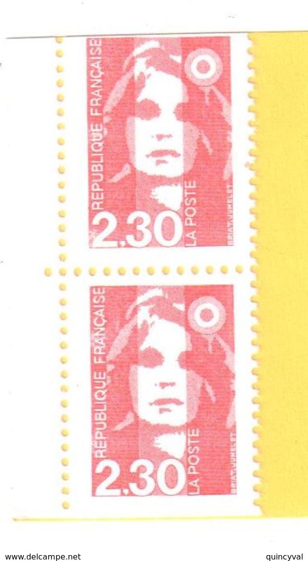 Marianne Du Bicentenaire 2,30F Rouge Timbre De Carnet Défaut De Massicotage Yv 2629 Dans Reste De Carnet - Unused Stamps