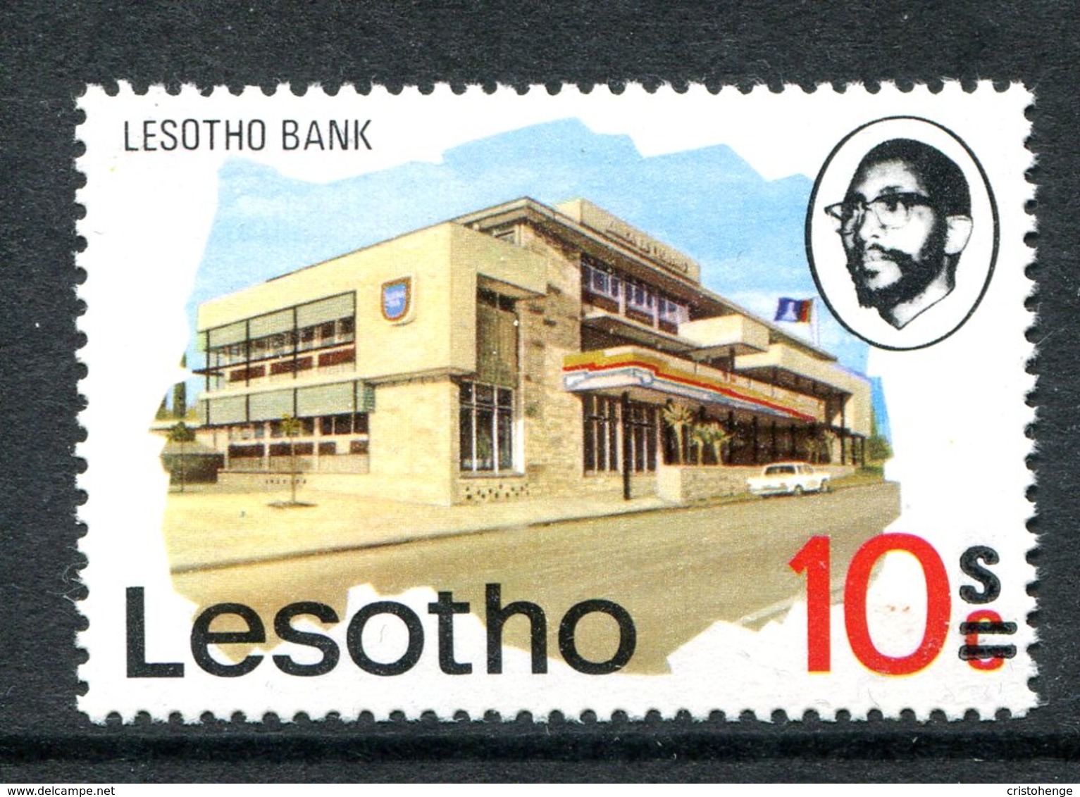 Lesotho 1980-81 New Currency - Typo Overprint - Wmk. - 10s On 10c Bank MNH (SG 405A) - Lesotho (1966-...)