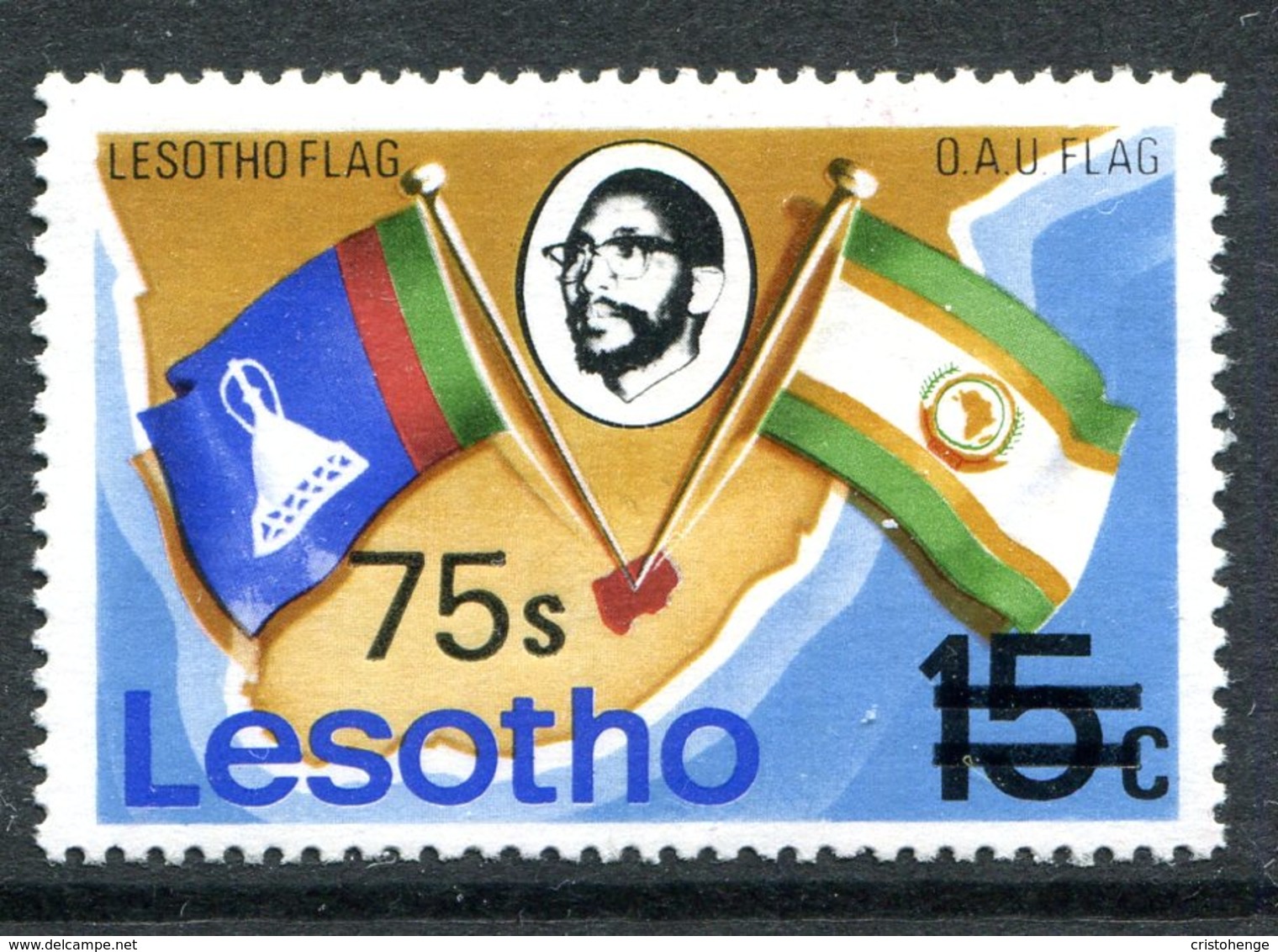 Lesotho 1980-81 New Currency - Typo Overprint - Wmk. - 75s On 15c Flag MNH (SG 408A) - Lesotho (1966-...)