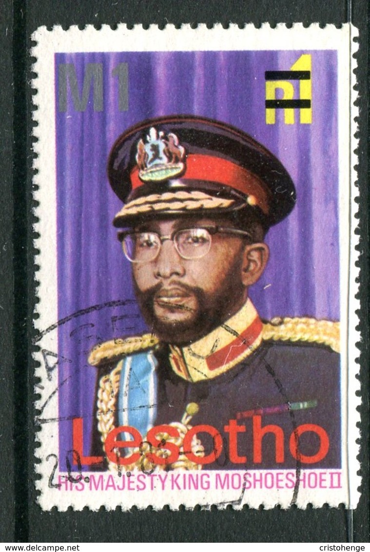Lesotho 1980-81 New Currency - Litho Overprint - No Wmk. - 1m On 1r King Moshoeshoe II Used (SG 416B) - Lesotho (1966-...)