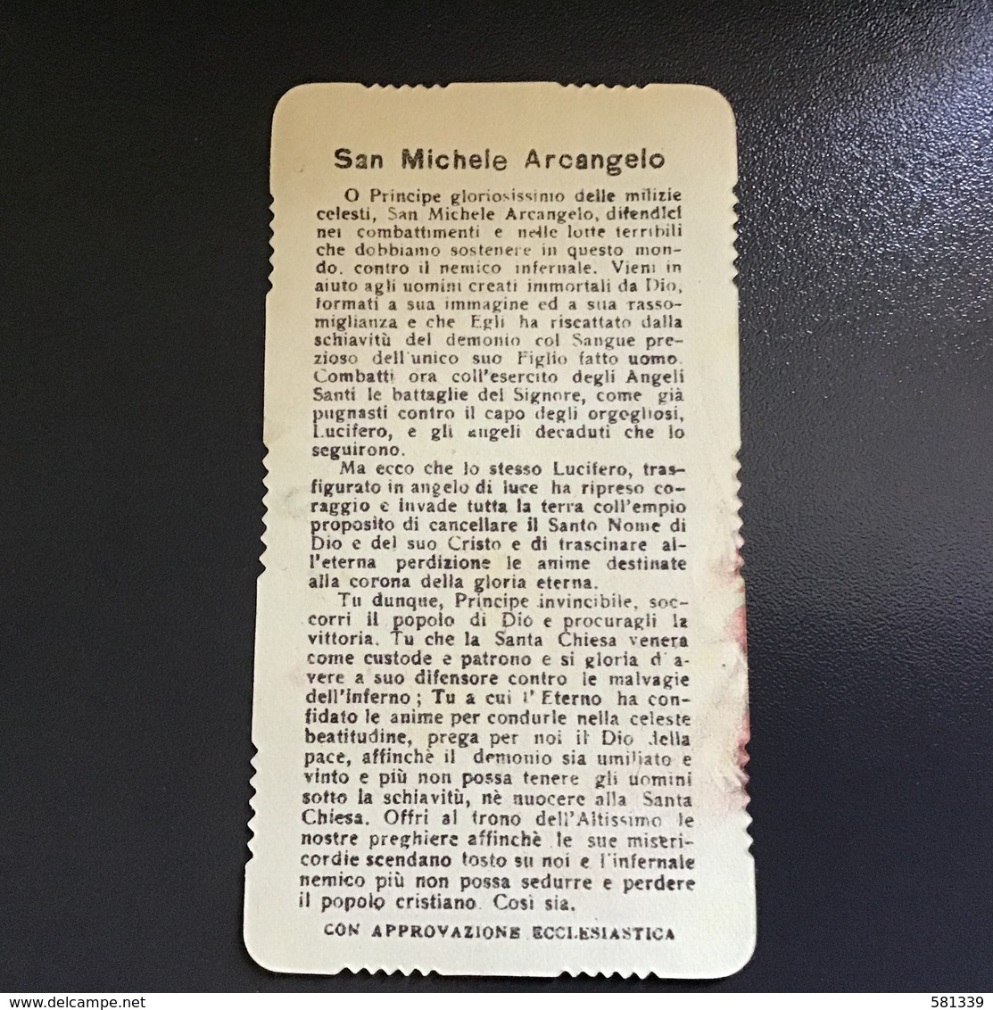 Antico Santino - Holy Card “ S.MICHELE ARCANGELO “ - Religion & Esotericism