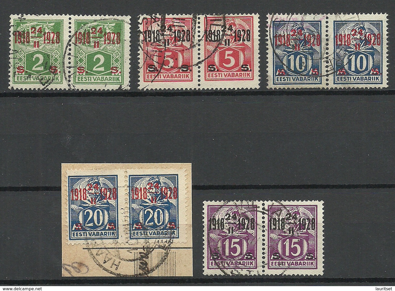 Estland Estonia 1928 Anniversary Michel 68 - 72 As Pairs O - Estonia